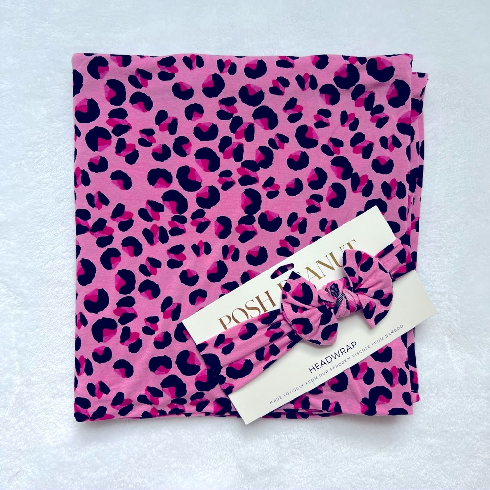 Posh Peanut Bianca swaddle blanket & headwrap